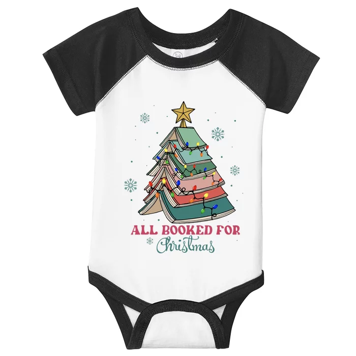 All Booked For Christmas Librarian Christmas Book Tree Infant Baby Jersey Bodysuit