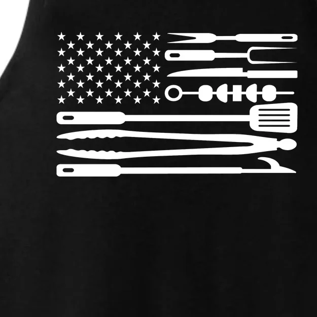 American BBQ Flag Ladies Tri-Blend Wicking Tank