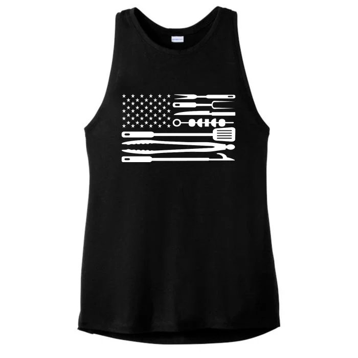 American BBQ Flag Ladies Tri-Blend Wicking Tank