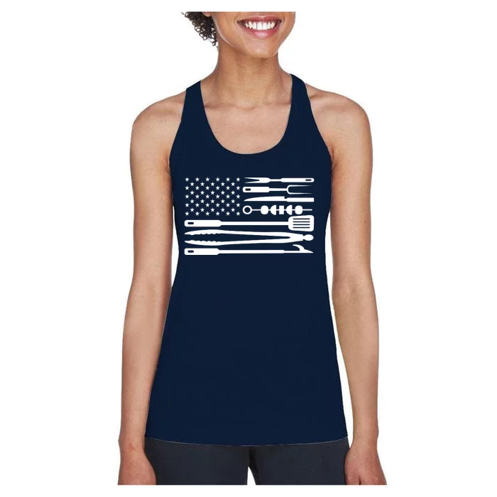 American BBQ Flag Women's Racerback Tank