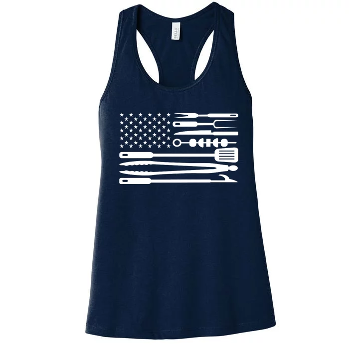 American BBQ Flag Women's Racerback Tank