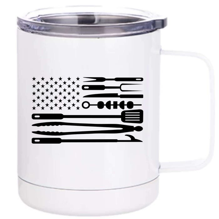 American BBQ Flag Front & Back 12oz Stainless Steel Tumbler Cup