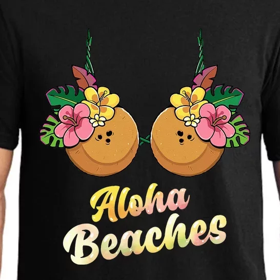 Aloha Beaches Funny Summer Coconut & Flower Bra Pajama Set