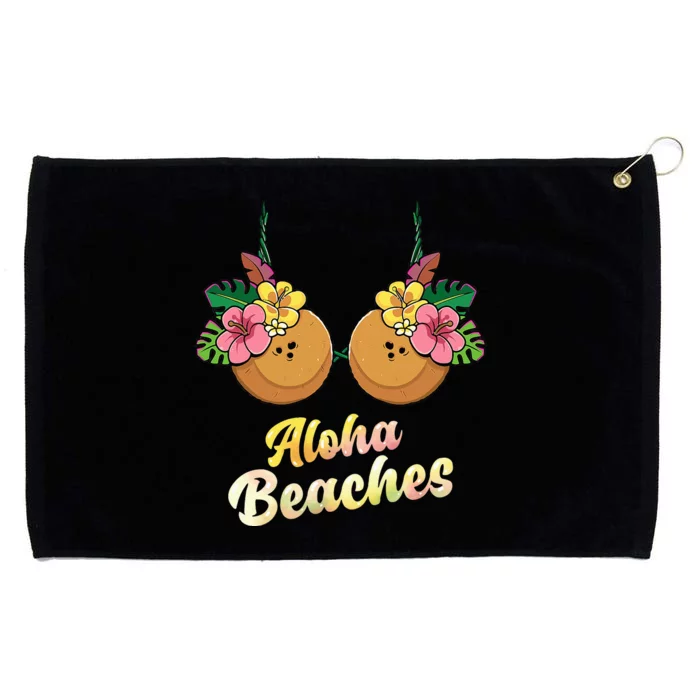 Aloha Beaches Funny Summer Coconut & Flower Bra Grommeted Golf Towel