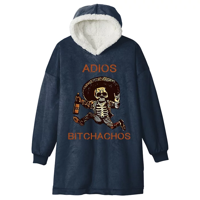 Adios Bichachos Funny Skull Hooded Wearable Blanket