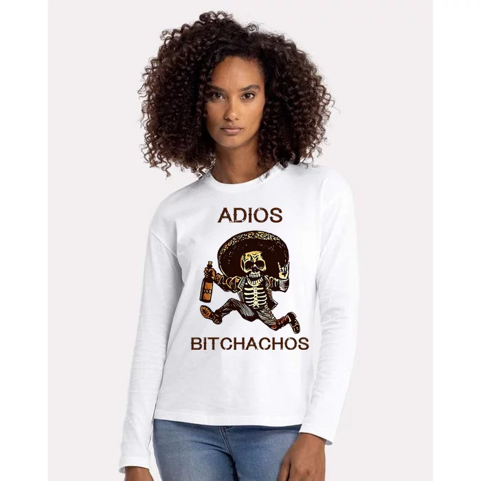 Adios Bichachos Funny Skull Womens Cotton Relaxed Long Sleeve T-Shirt