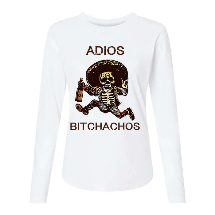 Adios Bichachos Funny Skull Womens Cotton Relaxed Long Sleeve T-Shirt