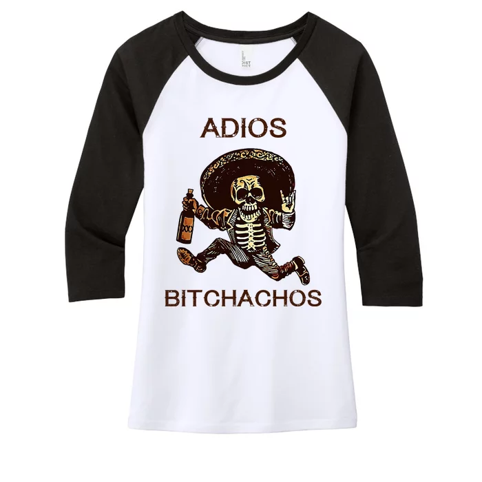 Adios Bichachos Funny Skull Women's Tri-Blend 3/4-Sleeve Raglan Shirt