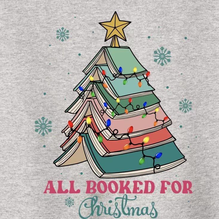 All Booked For Christmas Librarian Christmas Book Tree Toddler T-Shirt