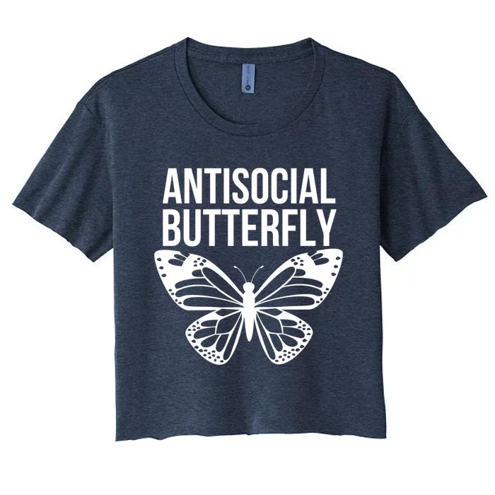 Antisocial Butterfly Funny Introverted Women's Crop Top Tee