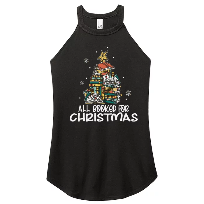 All Booked For Christmas Book Christmas Tree funny Women’s Perfect Tri Rocker Tank