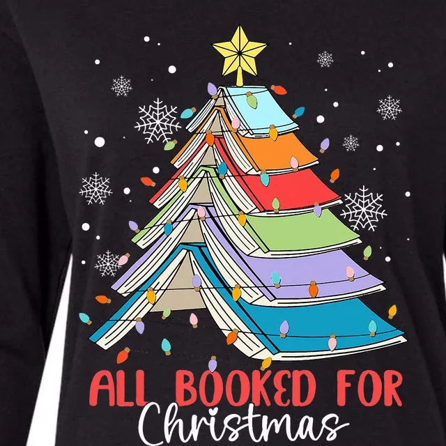 All Booked For Christmas Book Christmas Tree Lights Womens Cotton Relaxed Long Sleeve T-Shirt