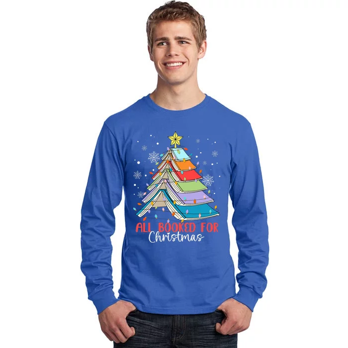 All Booked For Christmas Book Christmas Tree Lights Tall Long Sleeve T-Shirt