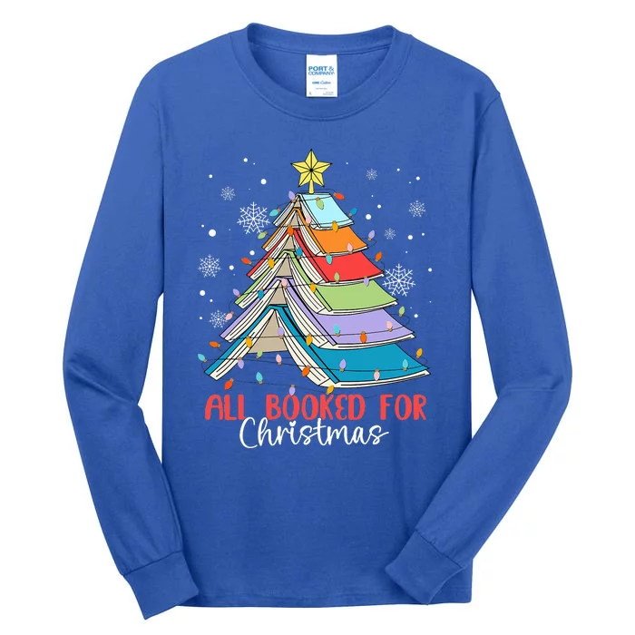 All Booked For Christmas Book Christmas Tree Lights Tall Long Sleeve T-Shirt