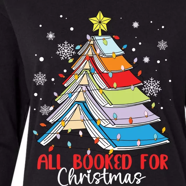 All Booked For Christmas Book Christmas Tree Lights Womens Cotton Relaxed Long Sleeve T-Shirt