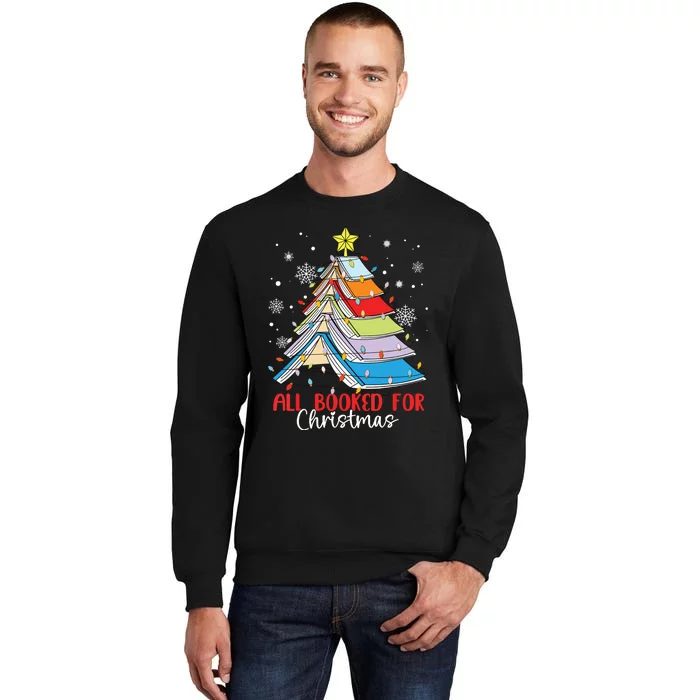 All Booked For Christmas Book Christmas Tree Lights Sweatshirt