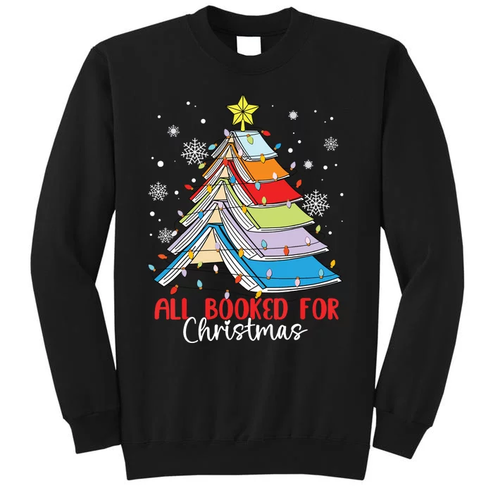 All Booked For Christmas Book Christmas Tree Lights Sweatshirt