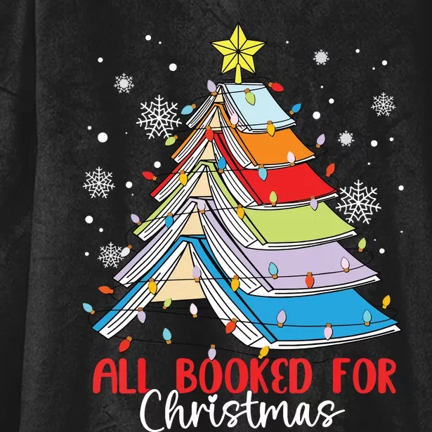 All Booked For Christmas Book Christmas Tree Lights Hooded Wearable Blanket