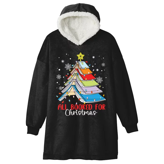 All Booked For Christmas Book Christmas Tree Lights Hooded Wearable Blanket