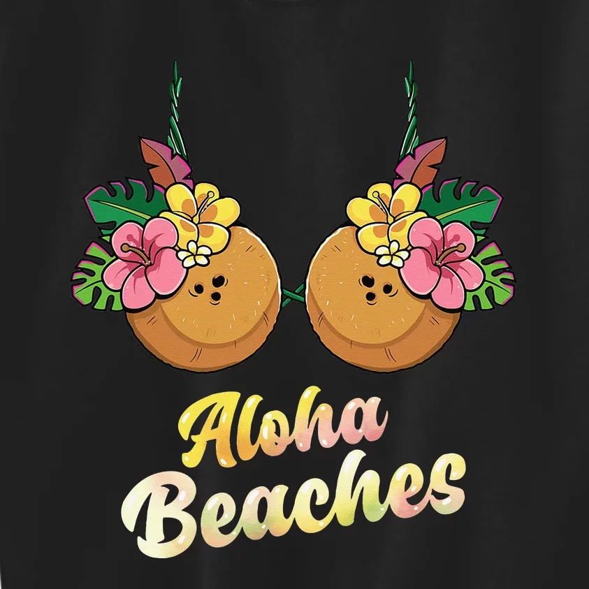 Aloha Beaches Funny Summer Coconut & Flower Bra Kids Sweatshirt