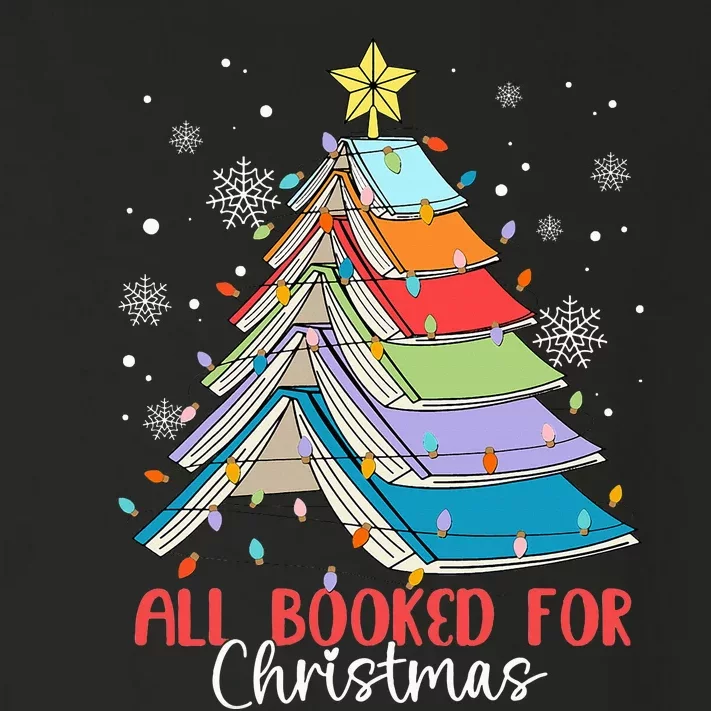 All Booked For Christmas Book Christmas Tree Lights Apparel Toddler Long Sleeve Shirt