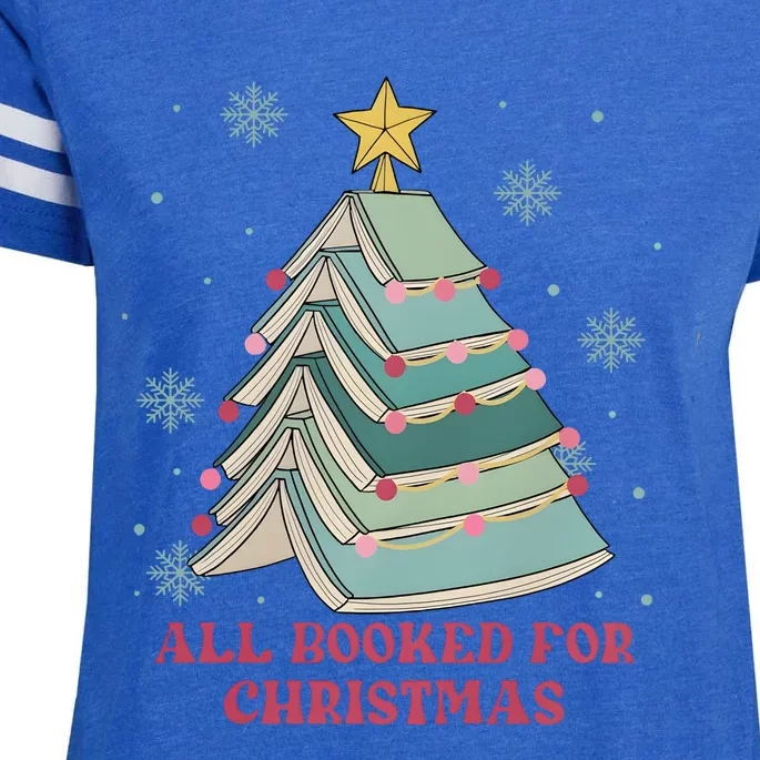 All Booked For Christmas Funny Christmas Book Tree Enza Ladies Jersey Football T-Shirt