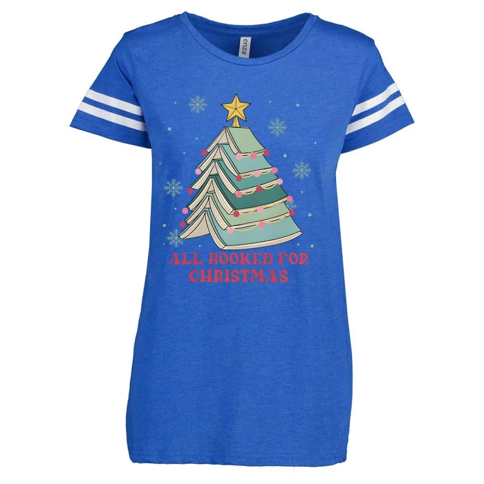 All Booked For Christmas Funny Christmas Book Tree Enza Ladies Jersey Football T-Shirt