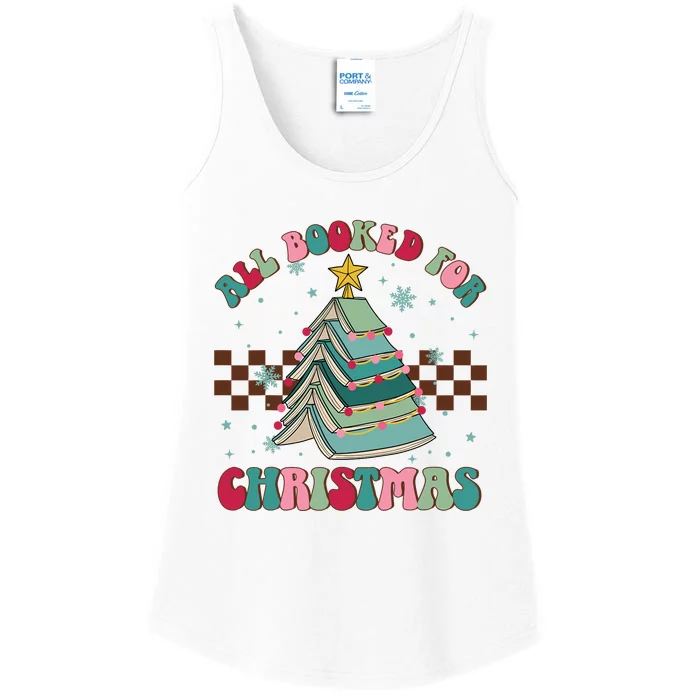 All Booked For Christmas Tree Book Funny Bookish Christmas Ladies Essential Tank