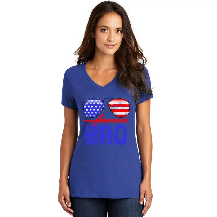 American Bro! Funny 4th Of July Gift Women's V-Neck T-Shirt