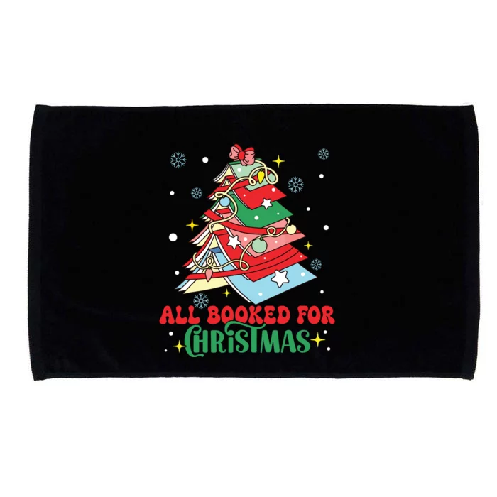 All Booked For Christmas Groovy Christmas Book Tree Squad Microfiber Hand Towel