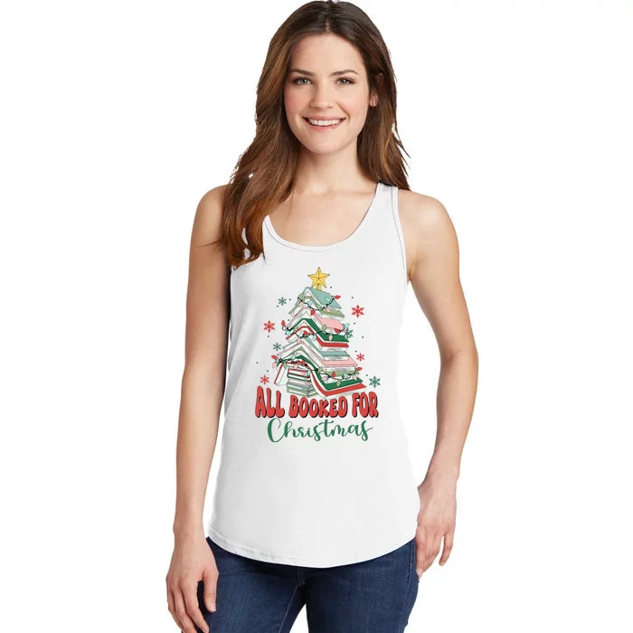 All Booked For Christmas teacher Reading Bookworm Ladies Essential Tank