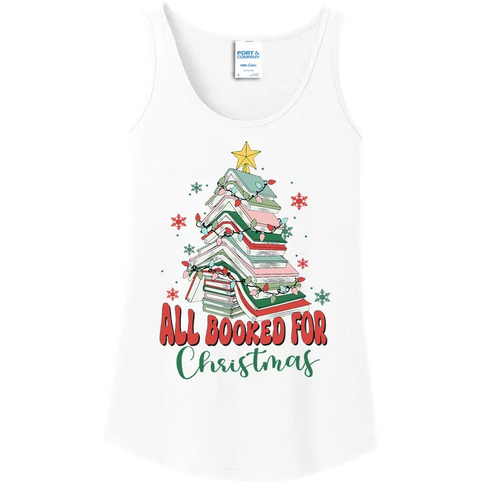 All Booked For Christmas teacher Reading Bookworm Ladies Essential Tank