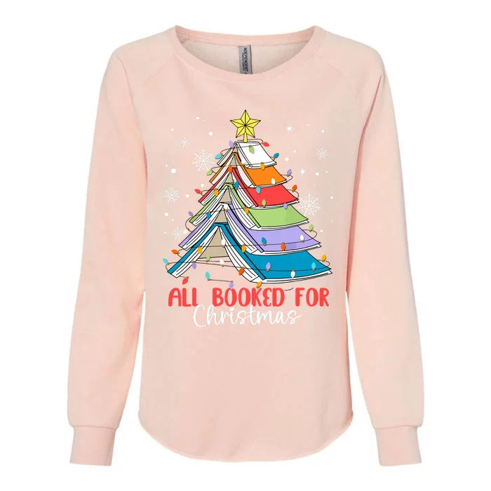 All Booked For Christmas Book Christmas Tree Lights Apparel Womens California Wash Sweatshirt