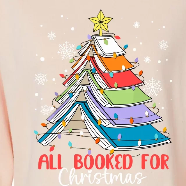 All Booked For Christmas Book Christmas Tree Lights Apparel Cropped Pullover Crew