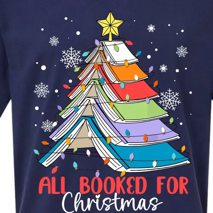 All Booked For Christmas Book Christmas Tree Lights Apparel Sueded Cloud Jersey T-Shirt