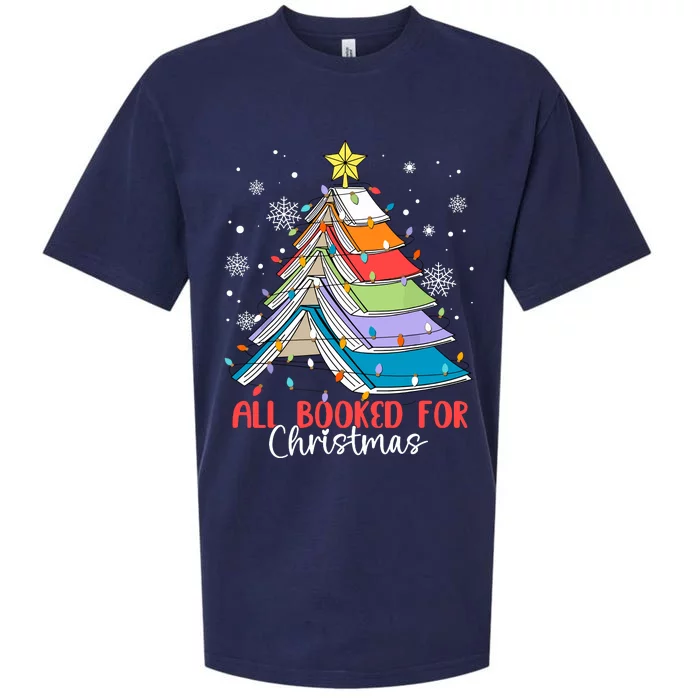 All Booked For Christmas Book Christmas Tree Lights Apparel Sueded Cloud Jersey T-Shirt