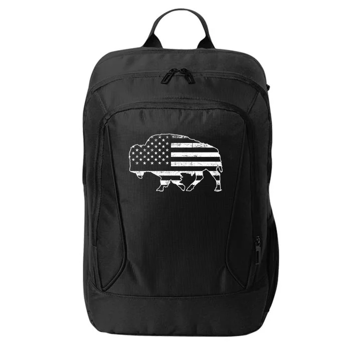 American Bison Gray Style Vintage Flag City Backpack