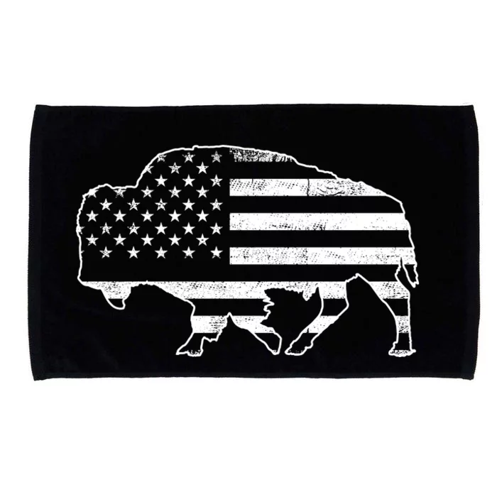 American Bison Gray Style Vintage Flag Microfiber Hand Towel