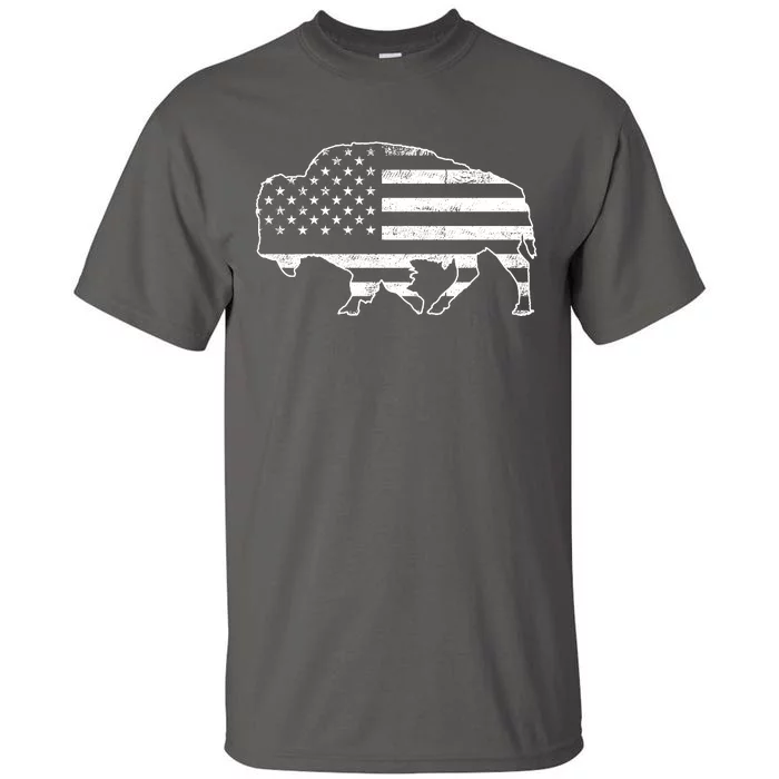 American Bison Gray Style Vintage Flag Tall T-Shirt