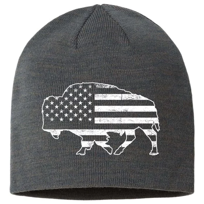 American Bison Gray Style Vintage Flag 8 1/2in Sustainable Knit Beanie