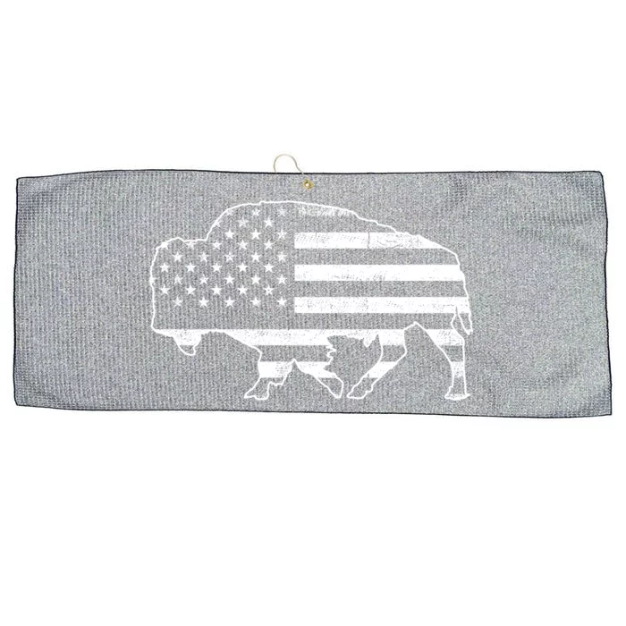 American Bison Gray Style Vintage Flag Large Microfiber Waffle Golf Towel