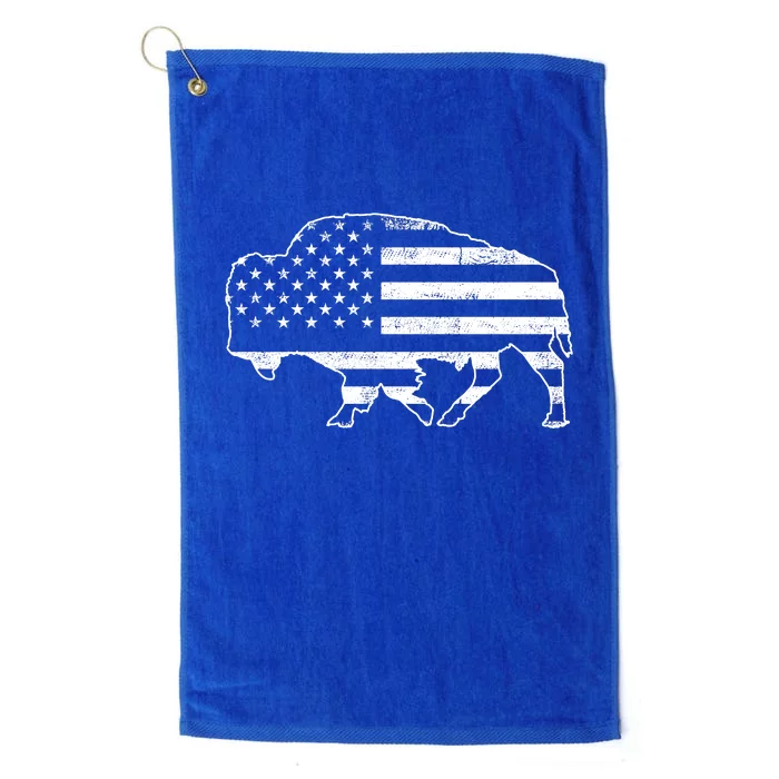 American Bison Gray Style Vintage Flag Platinum Collection Golf Towel