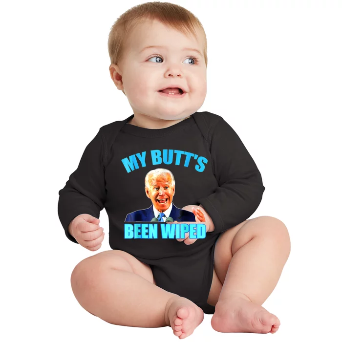 Anti Biden Gaffe My Butts Been Wiped Support Trump Election Baby Long Sleeve Bodysuit