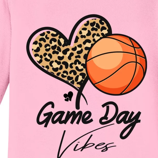 America Basketball Game Day Vibes Basketball Mom Leopard Baby Long Sleeve Bodysuit