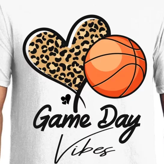 America Basketball Game Day Vibes Basketball Mom Leopard Pajama Set