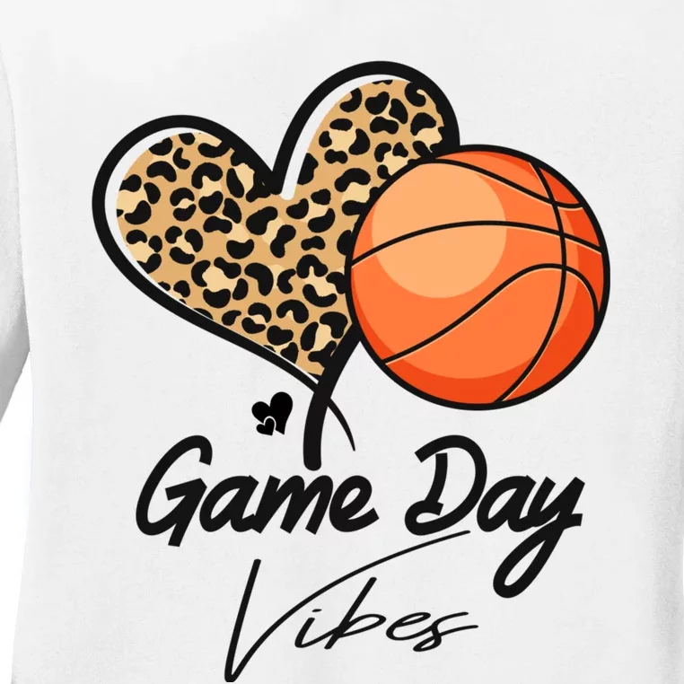 America Basketball Game Day Vibes Basketball Mom Leopard Ladies Long Sleeve Shirt