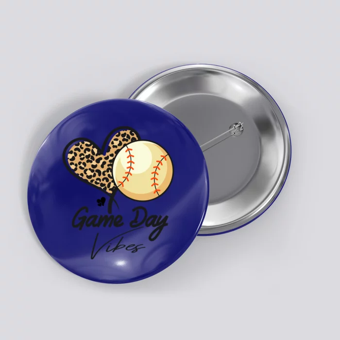 America Baseball Game Day Vibes Baseball Mom Leopard Gift Button