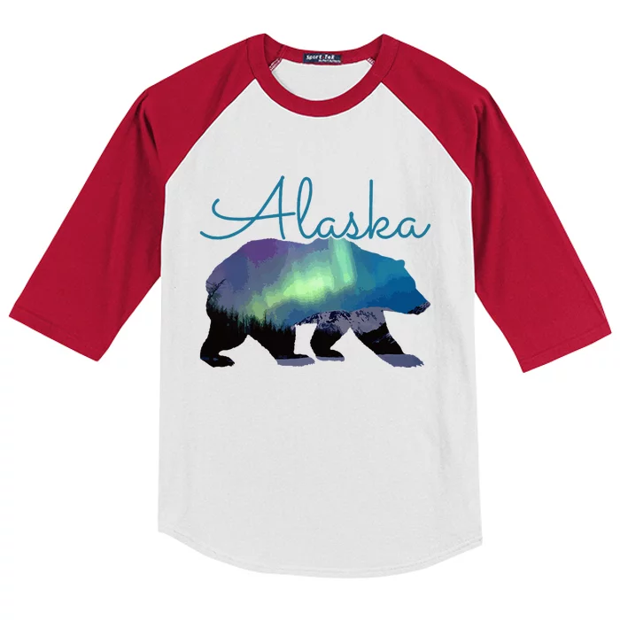 Alaska Bear Grizzly Polar Alaskan Nature Kids Colorblock Raglan Jersey