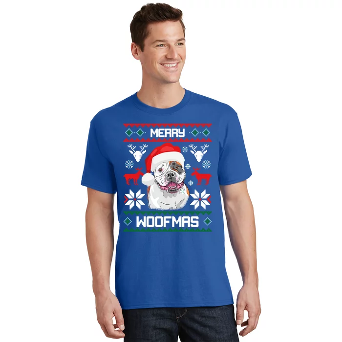 American Bulldog Gift For Merry Christmas Woofmas Xmas Gift T-Shirt