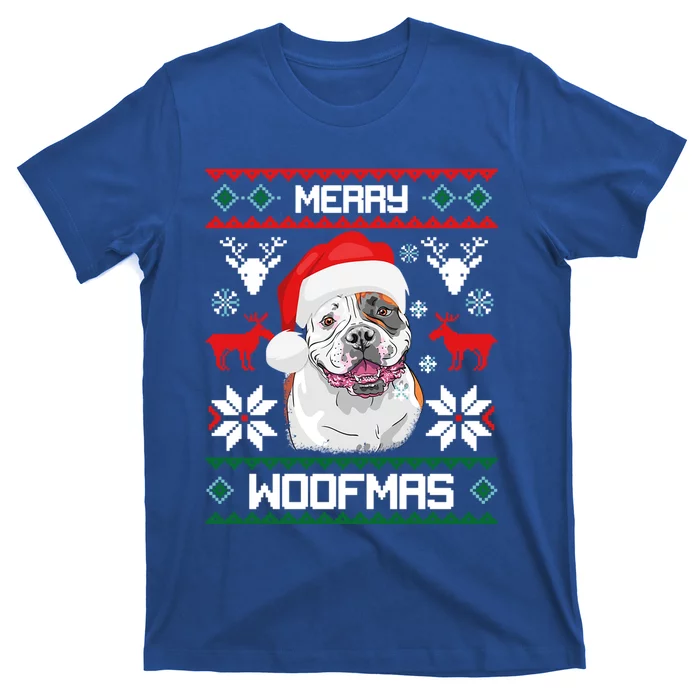 American Bulldog Gift For Merry Christmas Woofmas Xmas Gift T-Shirt